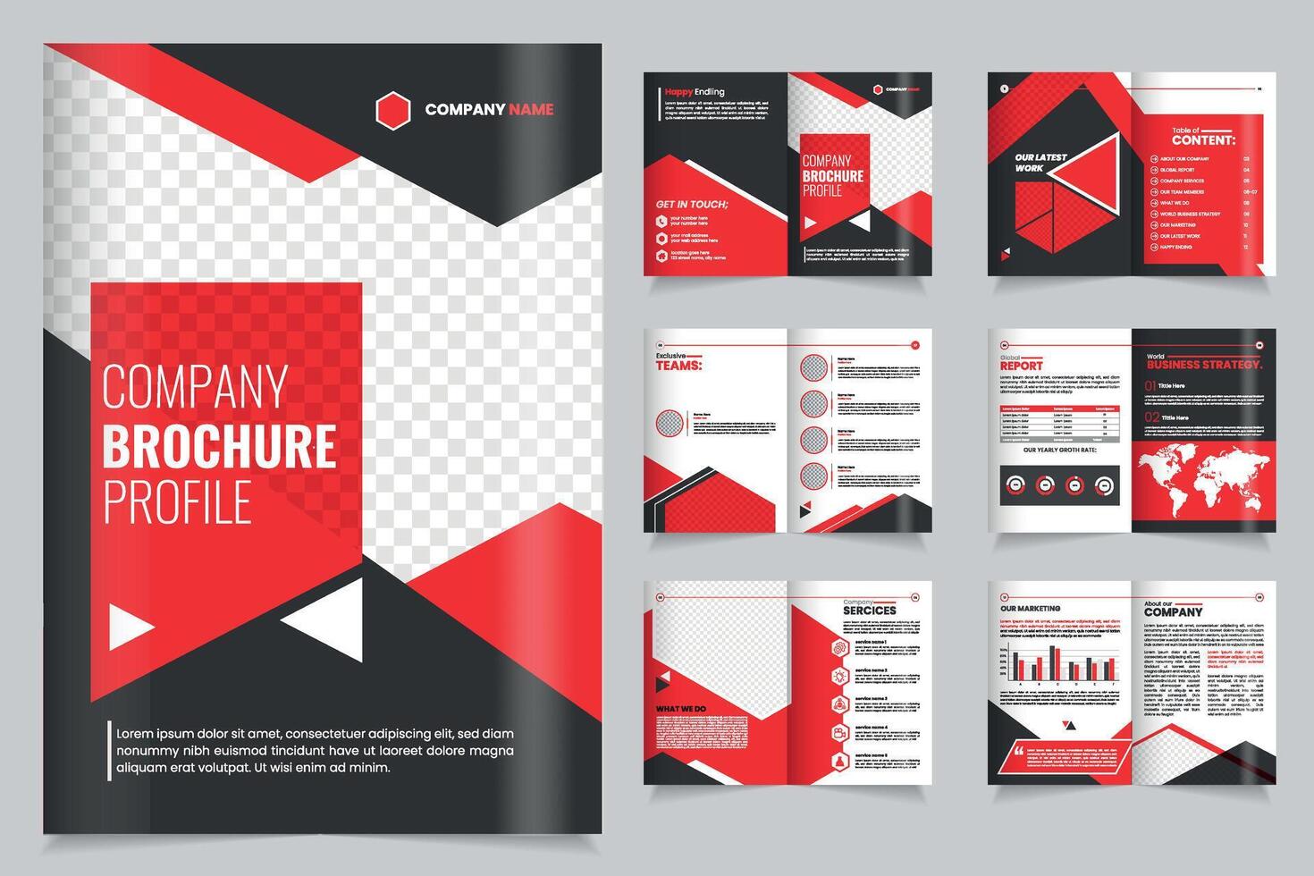 Corporate brochure design, Company Profile Brochure Showcasing Design Elements and Layout for Effective Presentation vector
