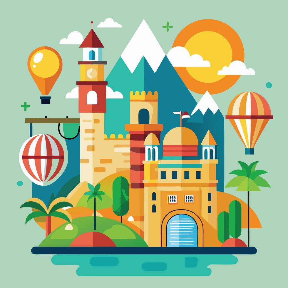 Colorful Travel Destination Icon s for Illustrating Global Adventures vector