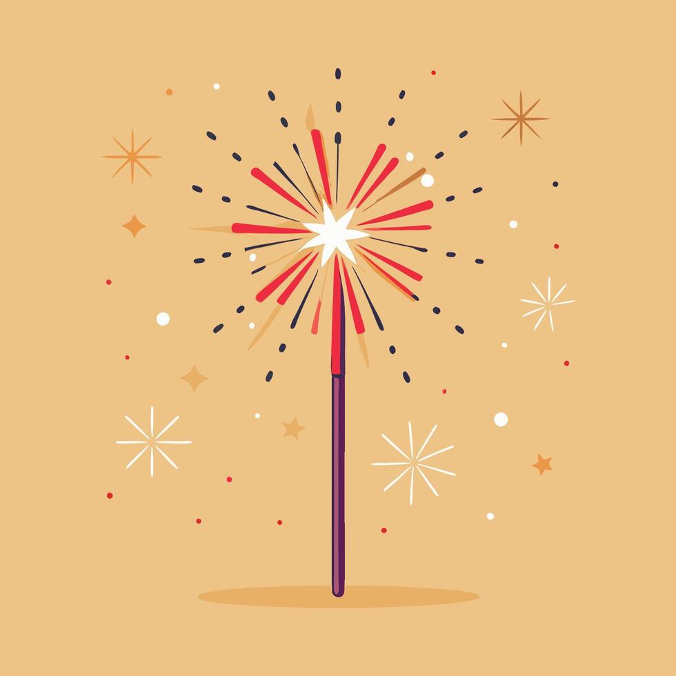 Sparkling Firework Display Over a Beige Background for New Year s Celebration vector