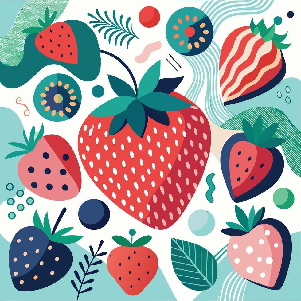 Enchanting Seamless Strawberry Collection Pattern vector