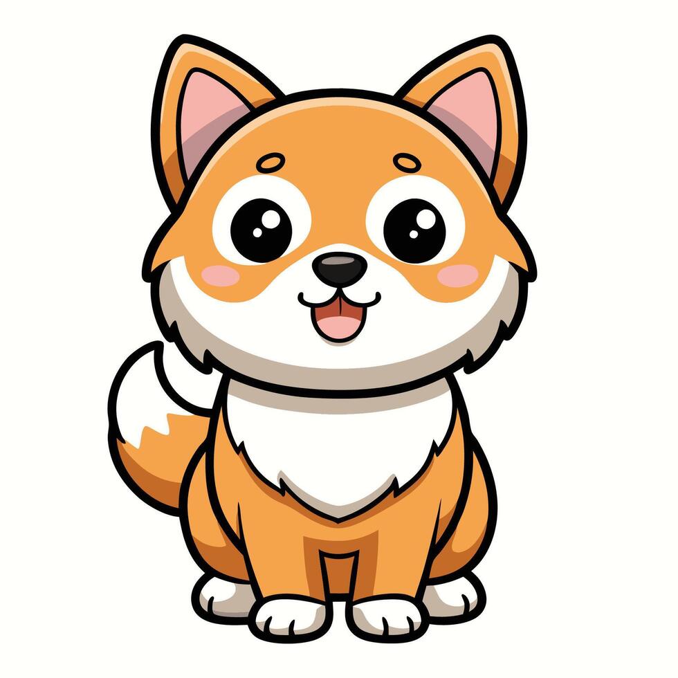 Adorable Kawaii Set of Doggies on Isolated White Background vector