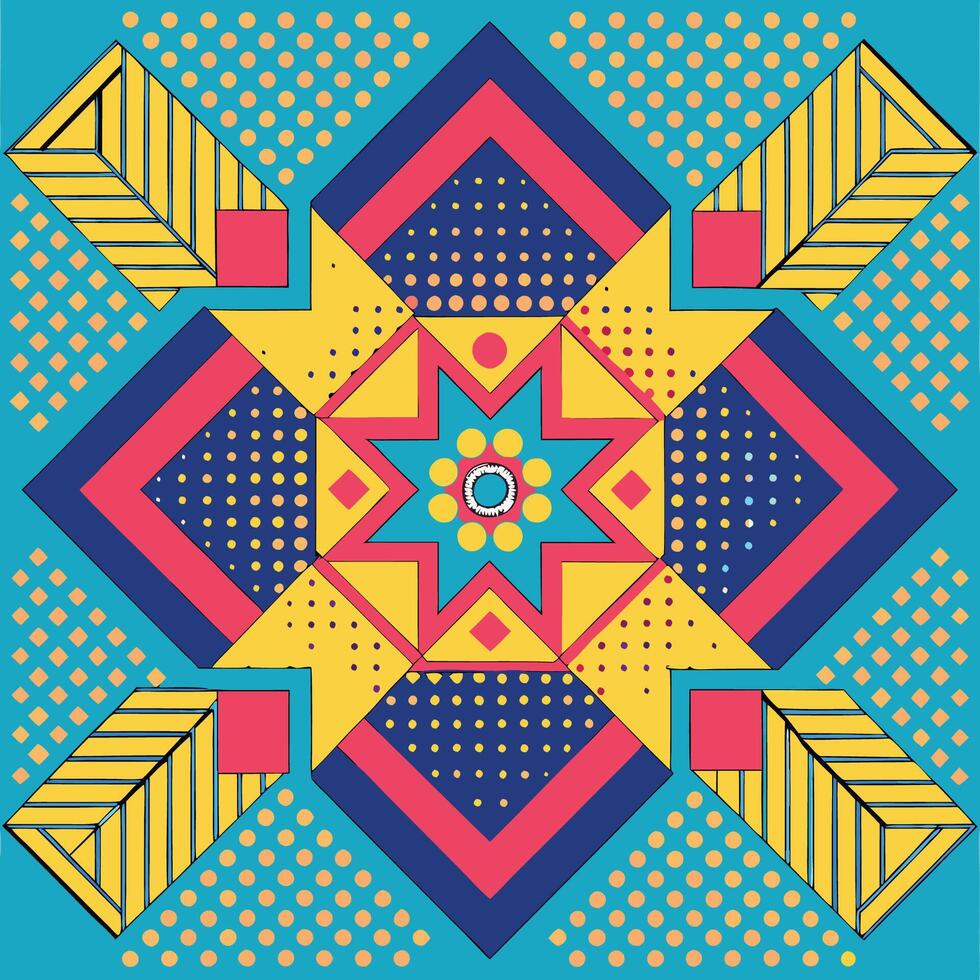 Seamless Halftone Dotted Abstract Geometric Pattern in Vibrant Hues vector