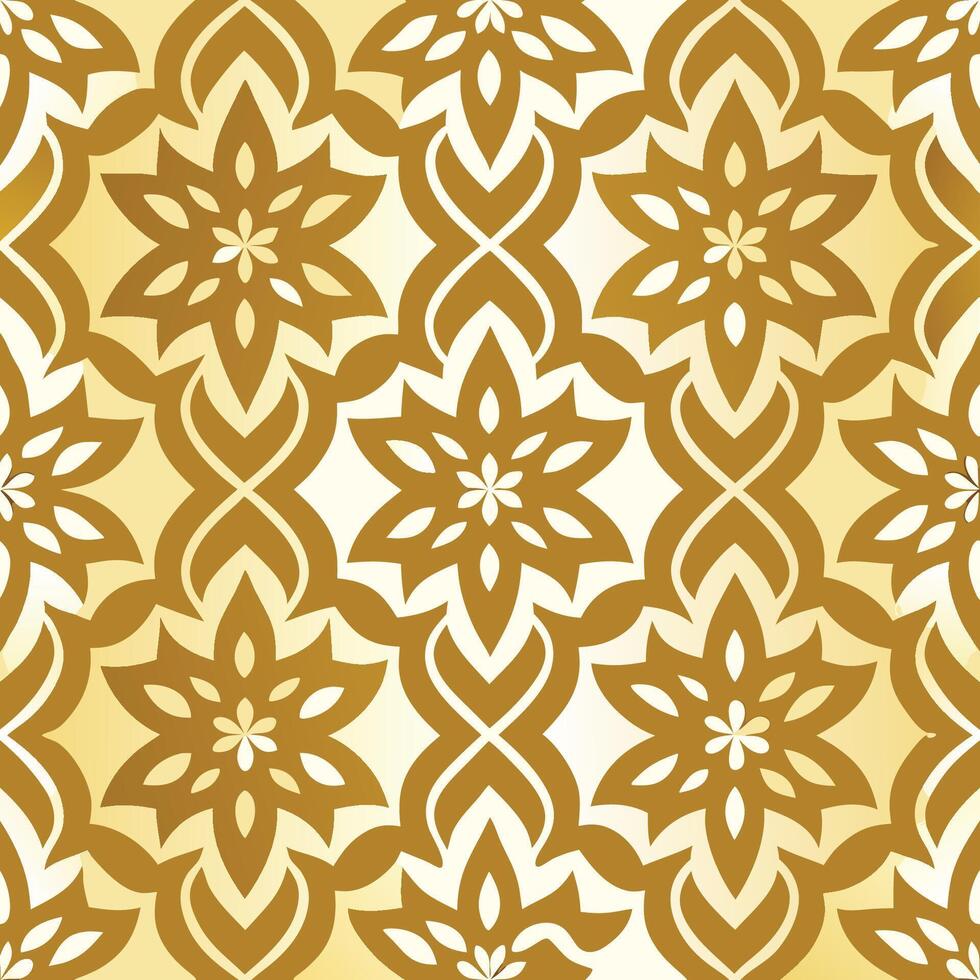 Seamless Gradient Gold Arabic Motif Pattern vector