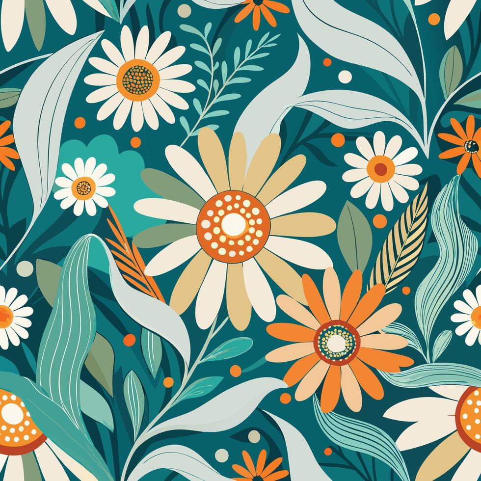 Flowing Florals Seamless Abstract Patterns for Contemporary Design vector