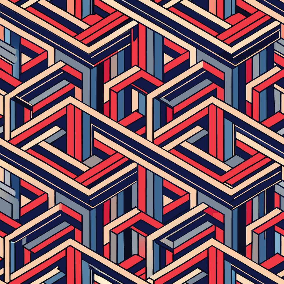 Stylish Isometric Line Seamless Pattern Design for a Modern Look vector