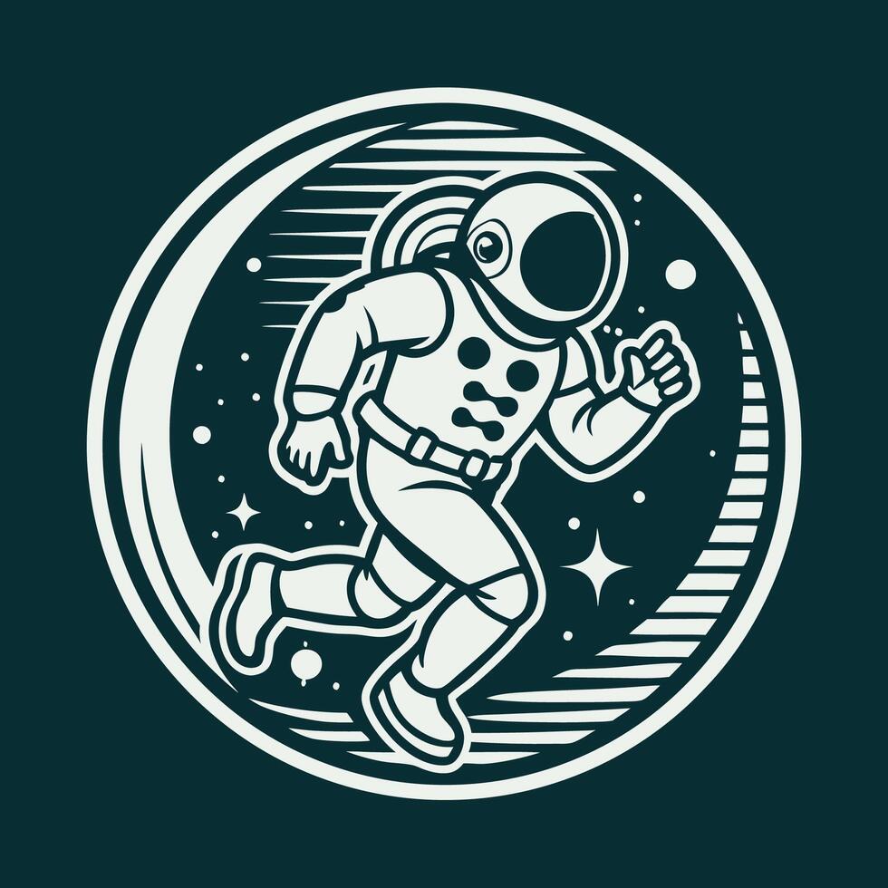 Astronaut Running with Motion in Space Illustration vector
