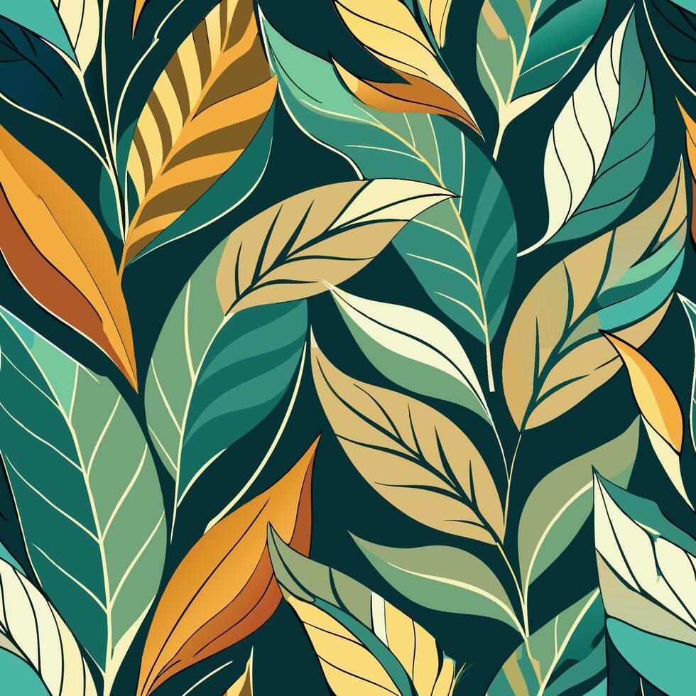 Mesmerizing Seamless Pattern Featuring Abstract and Elegant Leaves vector