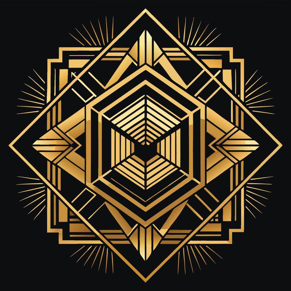 Abstract Premium Black and Gold Geometric Pattern Background vector