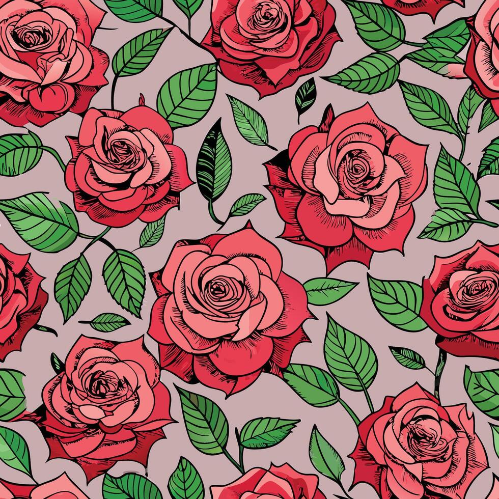 Seamless Floral Extravaganza Alluring Rose Pattern for Enchanting Designs vector