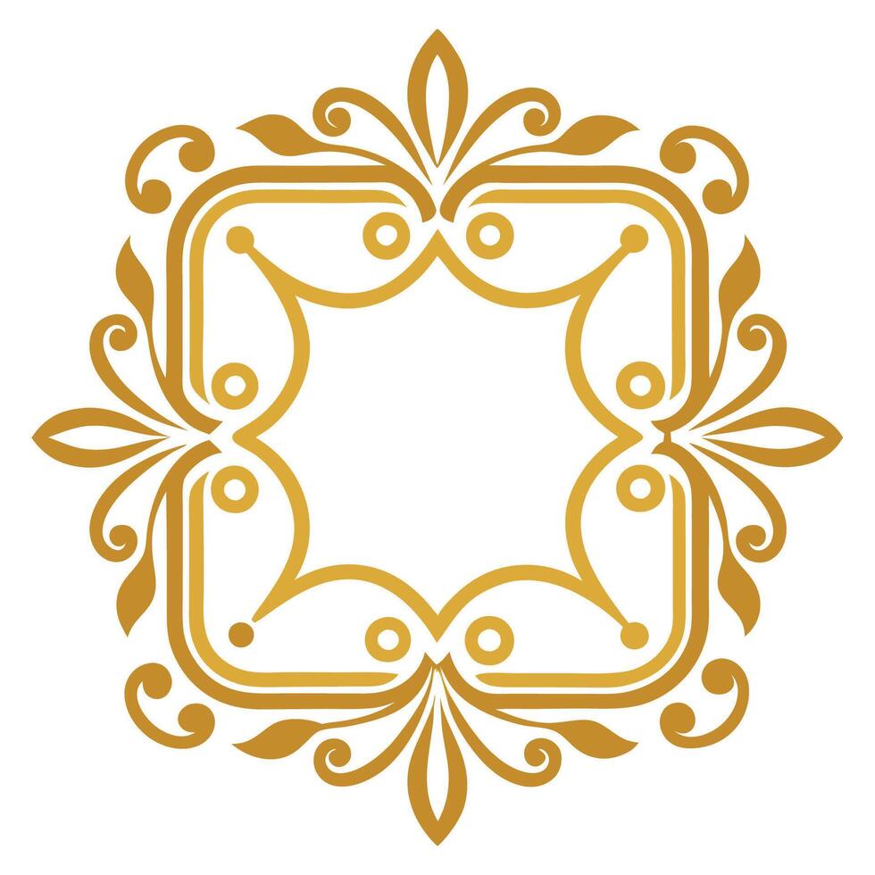 Intricate Vintage Gold Decor Element Square Frame Stencil Design vector