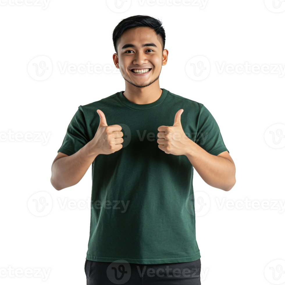 Cheerful man in tee making thumbs up sign png
