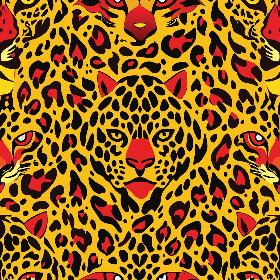 Seamless Pattern Featuring a Striking Leopard Animal Motif vector