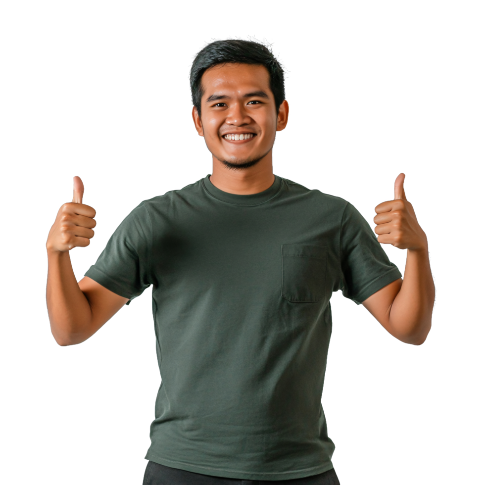Happy t-shirt man with approving hand sign png