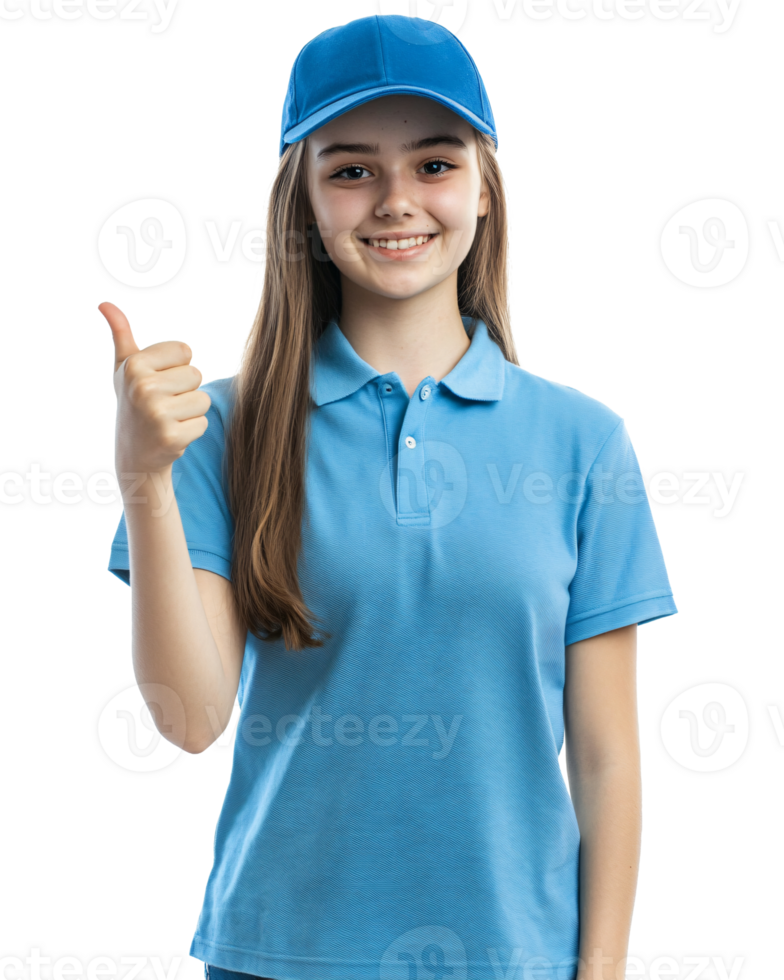 Cheerful approval sign from young woman png