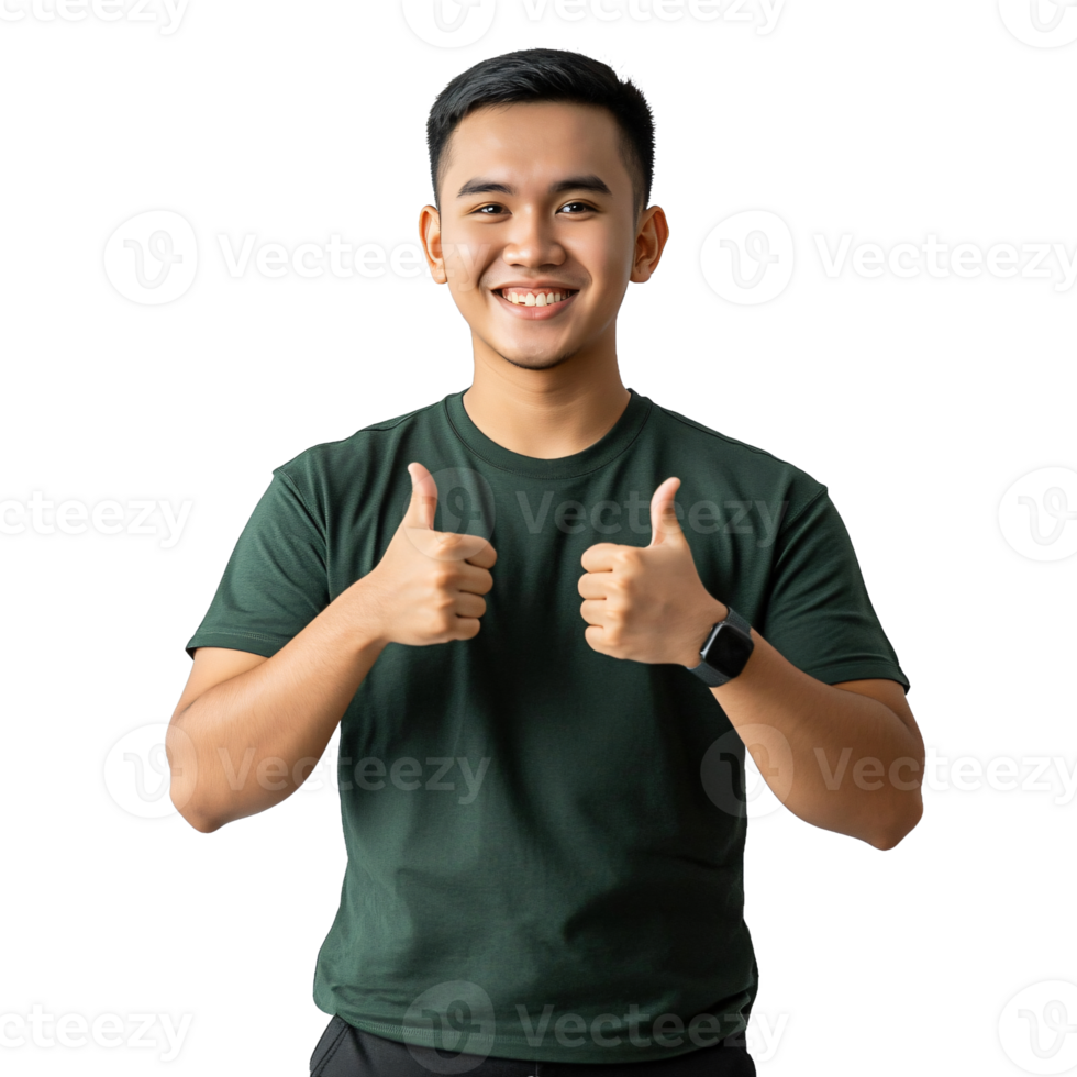 Guy in tee flashing a thumbs up png
