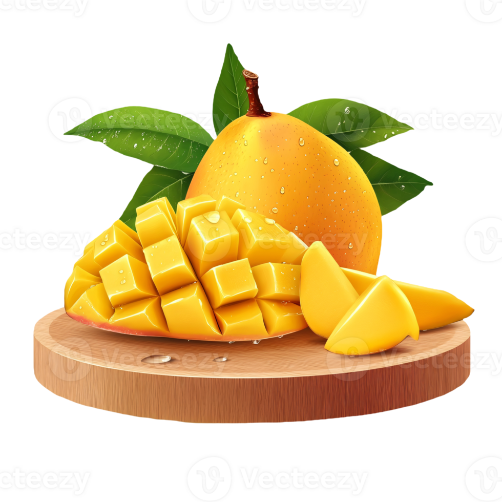 Tropical fruit slices arranged on board png