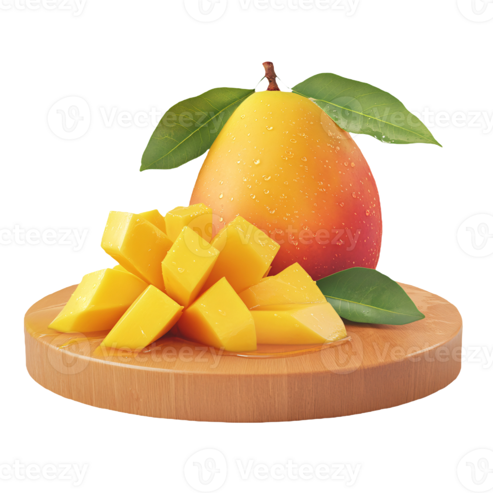 Fruit cutting setup with mango png