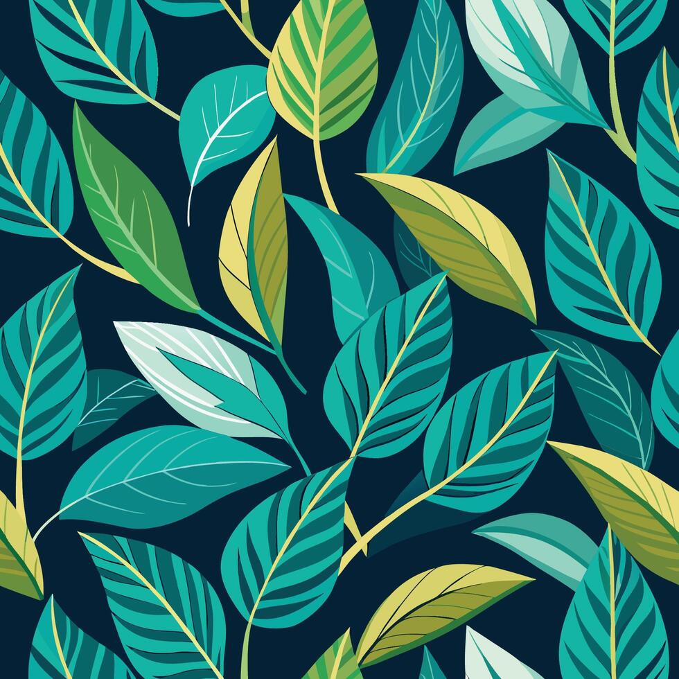Seamless Pattern of Lush Plant Leaves for Textile Design and Packaging vector