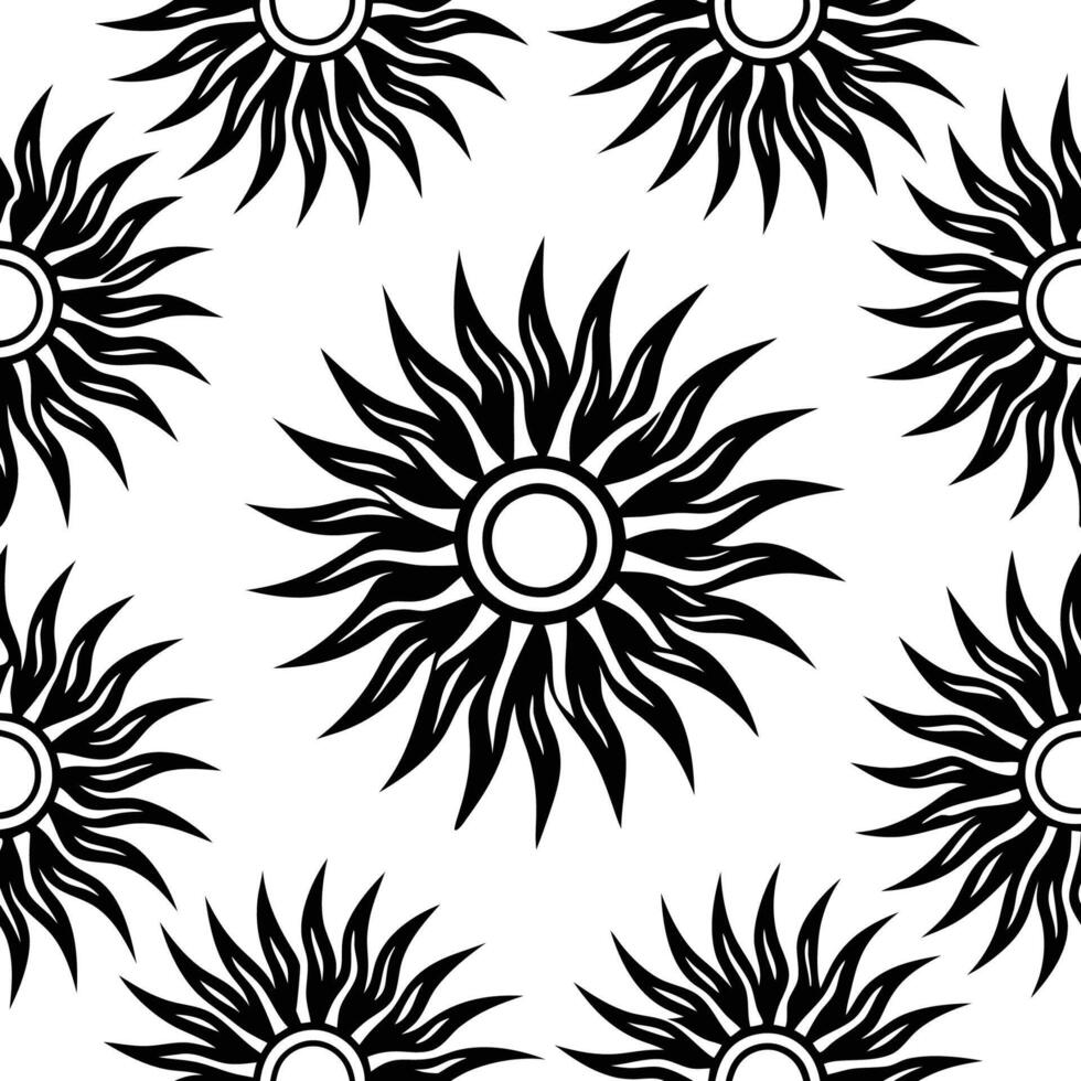 Endless Sunshine Seamless Sunburst Pattern on a Vibrant Yellow Backdrop vector