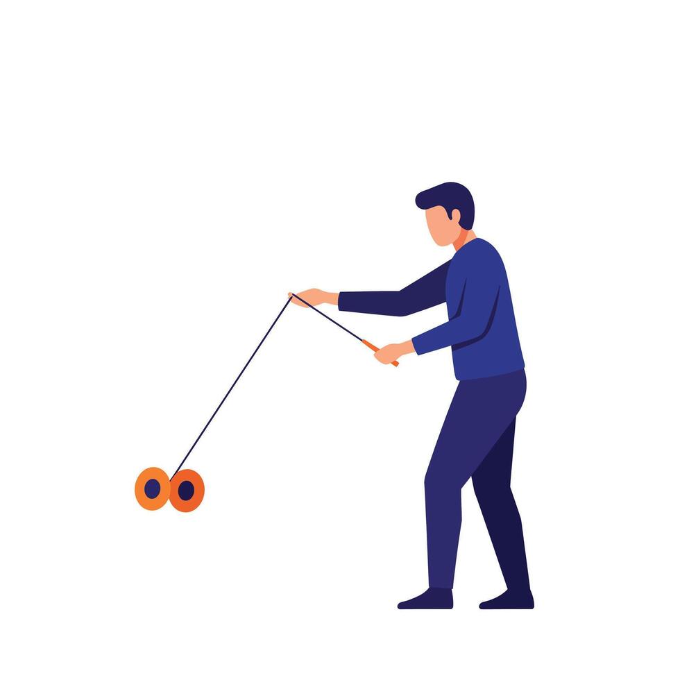 Person playing with a yo-yo in a minimal style illustration vector