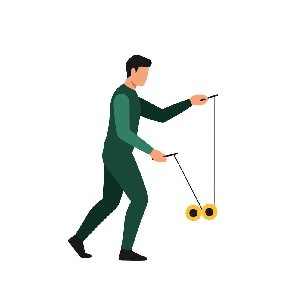 Person skillfully playing with a yo-yo in flat art style illustration vector