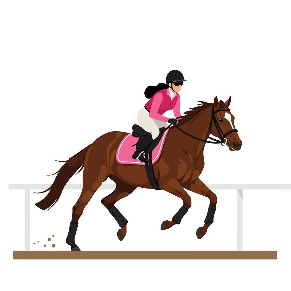 Equestrian rider in action on horse in flat design aimotion art vector