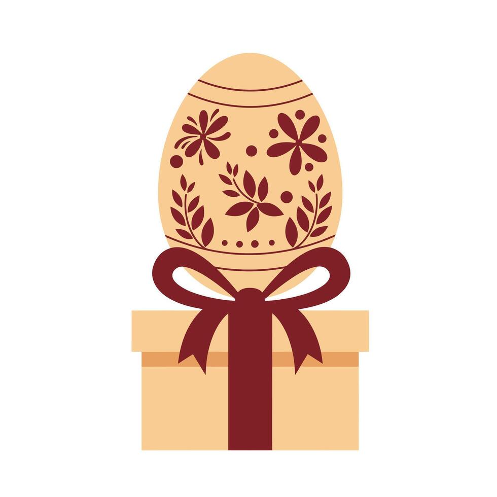 Decorative Easter egg with floral patterns in minimal style art vector