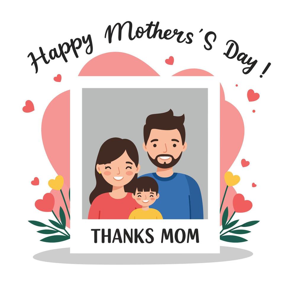 Family portrait design celebrating Mothers Day in flat art style vector
