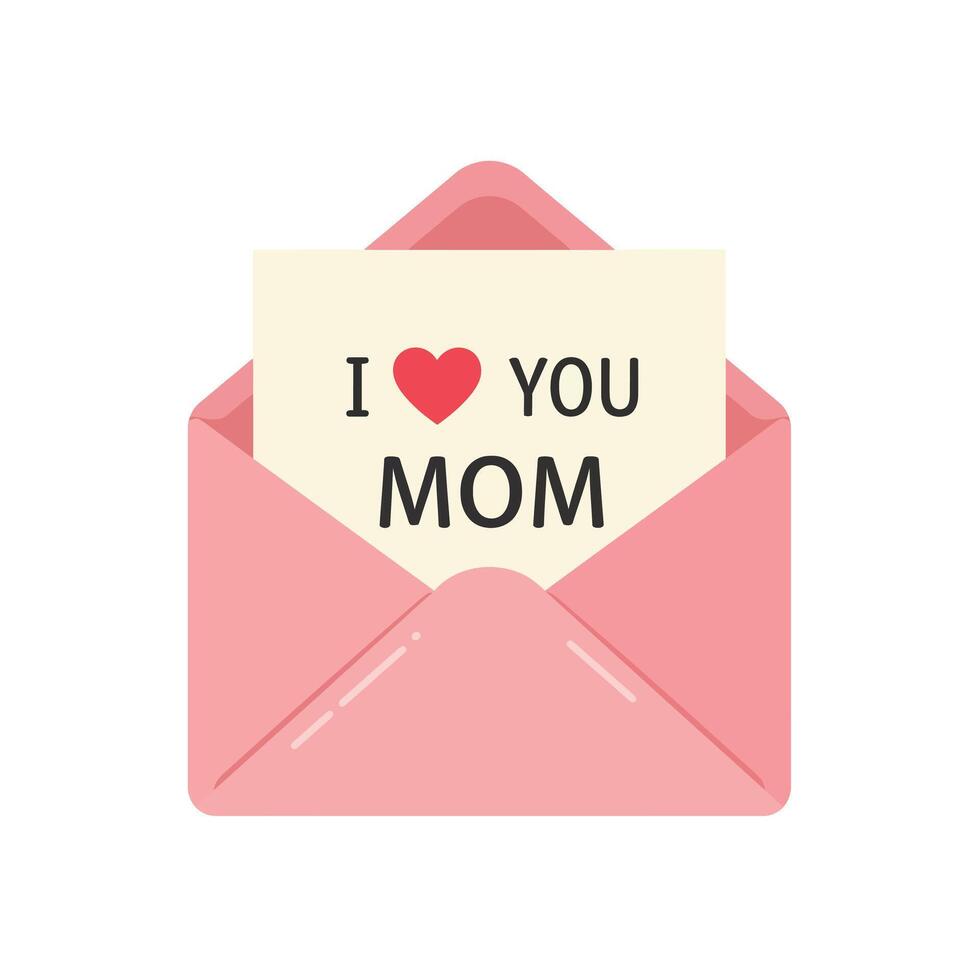 Pink envelope with heartfelt message in flat minimal art vector