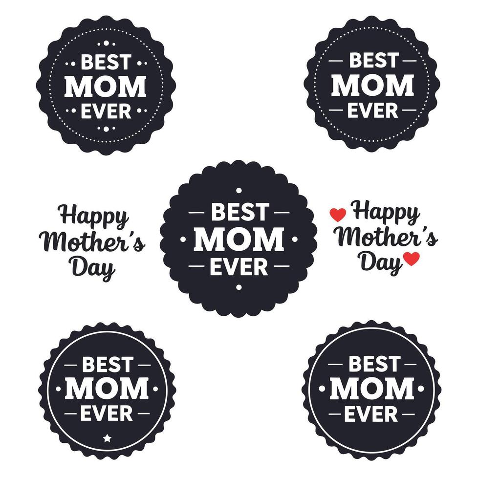 Best Mom Ever Badges in Flat Design Illustration for Mothers Day vector