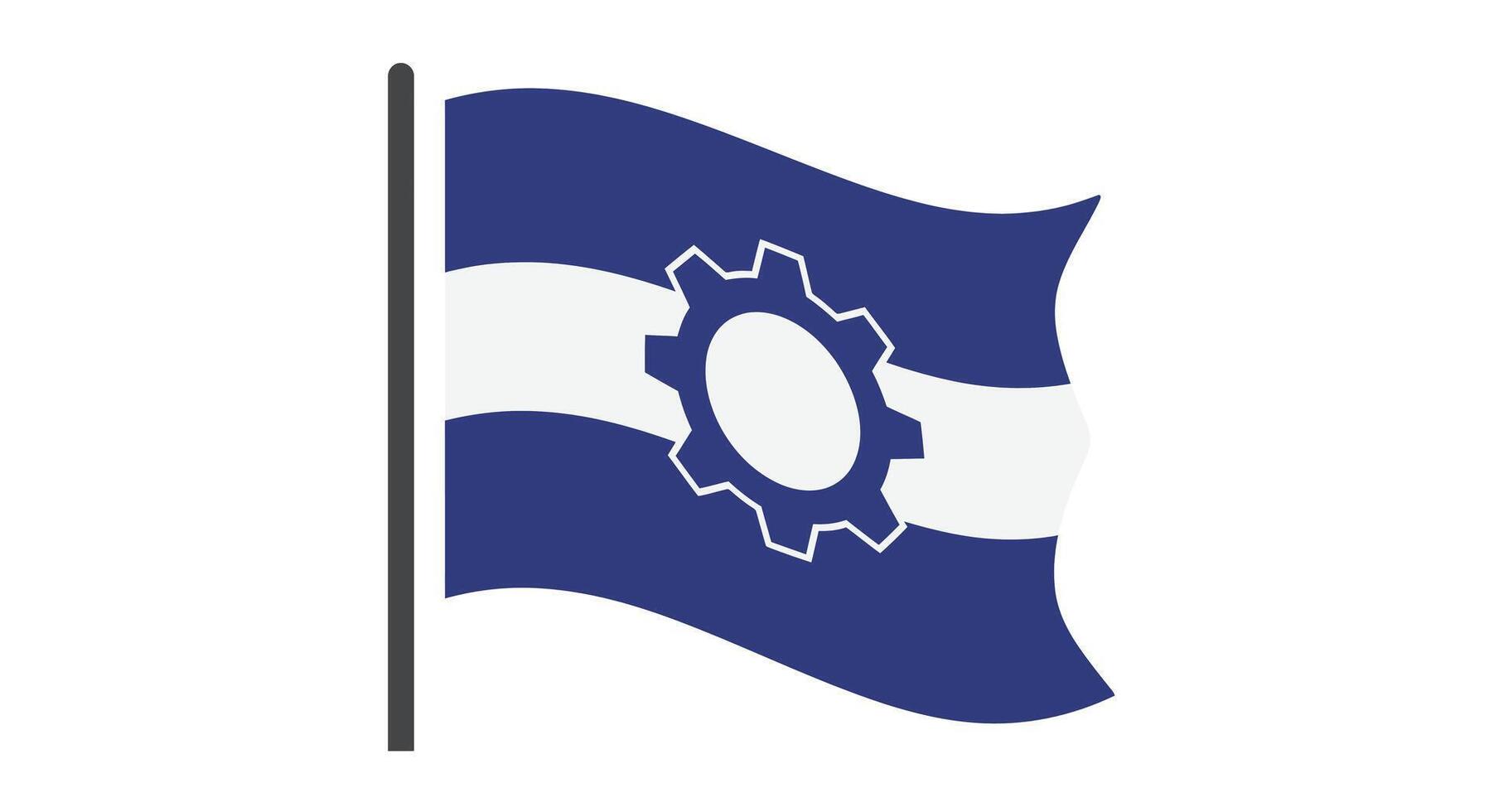Flag design featuring a gear icon in flat style art vector