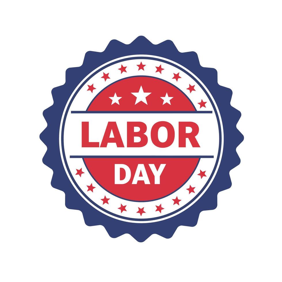 Labor Day emblem featuring stars and stripes in flat design art vector