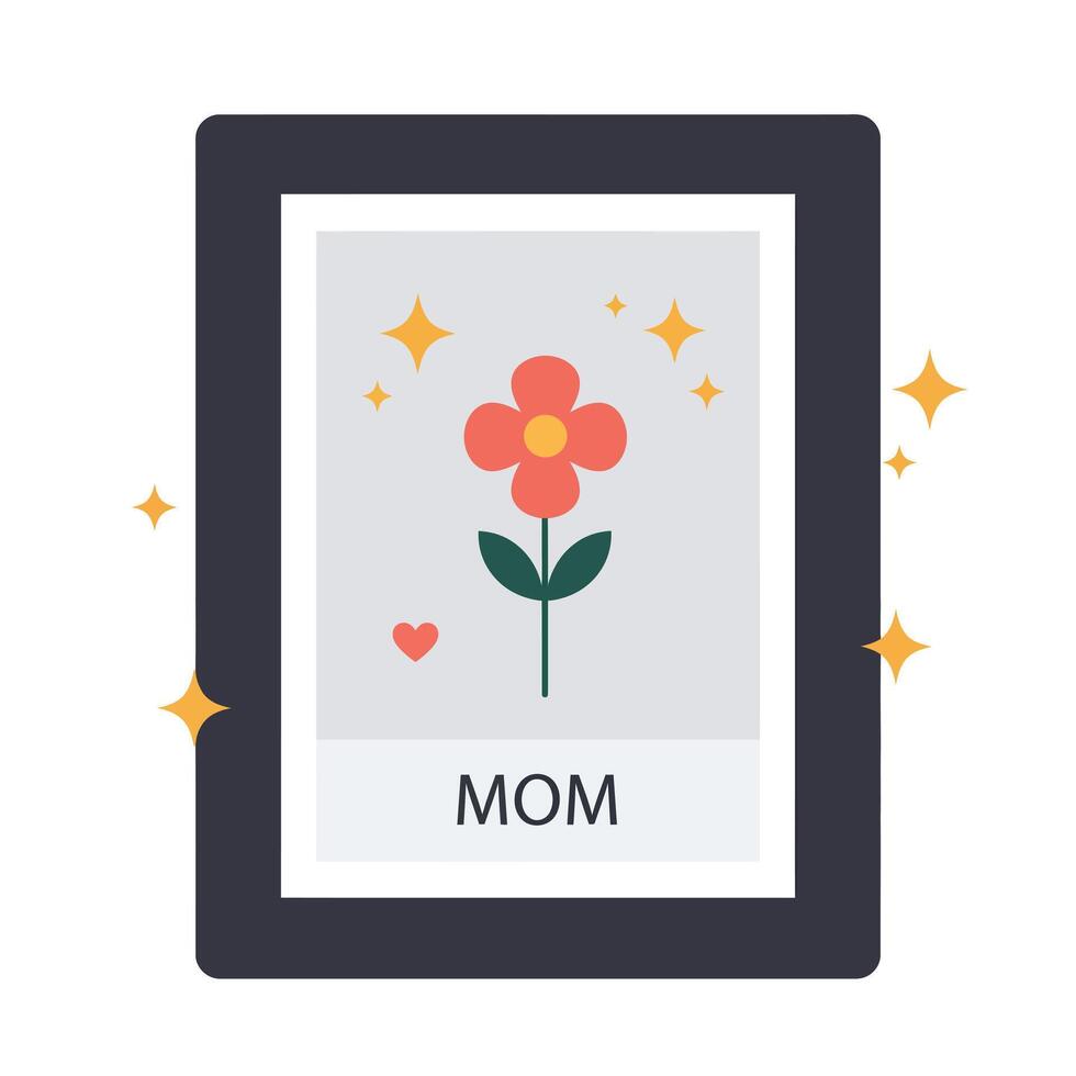 Flower illustration in a picture frame with minimal design style art vector