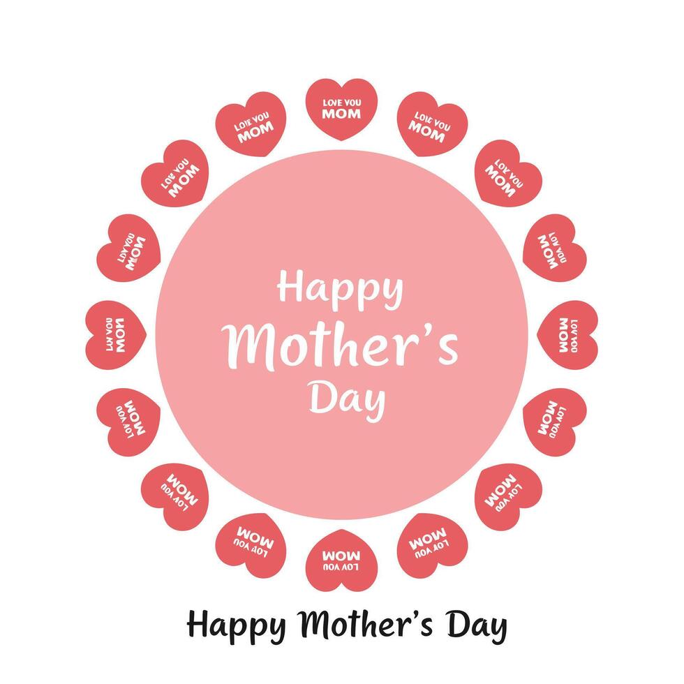 Heart-shaped elements display Mothers Day greetings in flat art vector