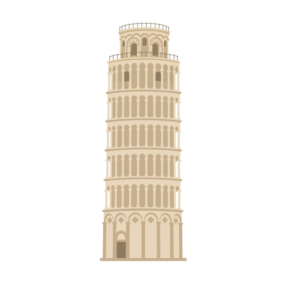 Leaning tower design in minimal style showcasing architectural features in art vector