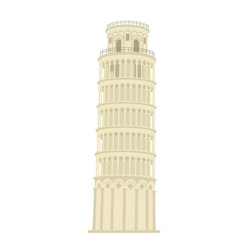 Leaning tower design in flat style showcasing unique architectural details art vector