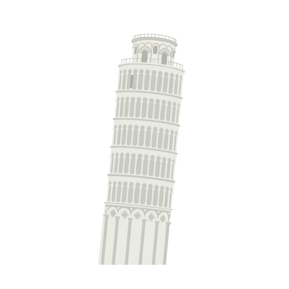 Leaning tower illustration in minimal design style featuring soft colors art vector