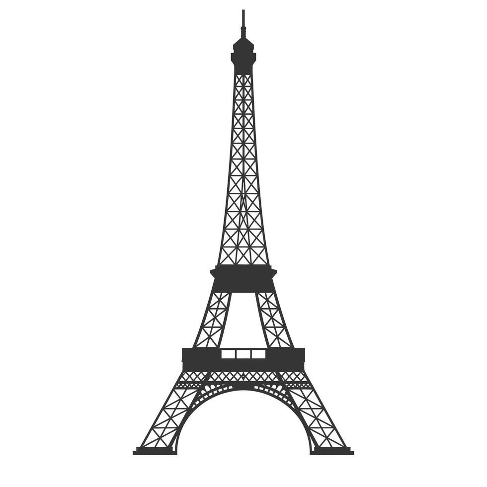 Eiffel Tower silhouette in minimal design style featuring detailed art vector