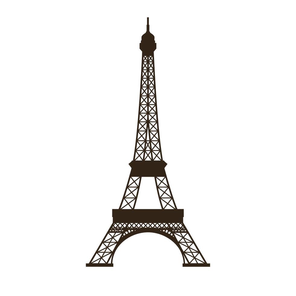 Eiffel Tower silhouette with detailed lines in minimal style art vector
