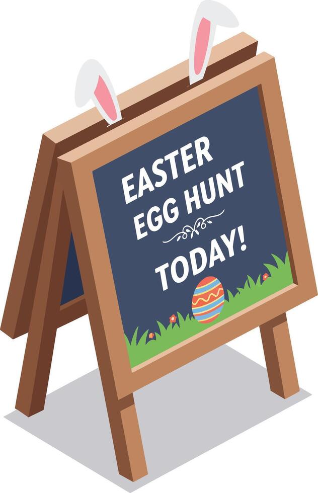 Easter egg hunt sign with bunny ears in flat art style vector