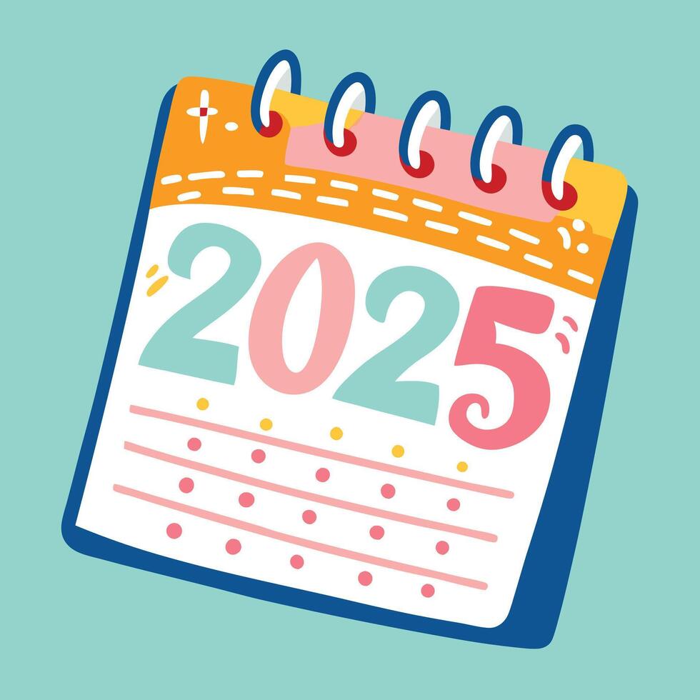 Hand Drawn Calendar Planner for 2025 Year with Doodle Illustrations vector