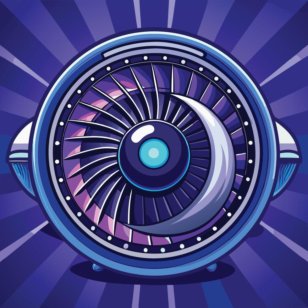 Chrome Turbine Ring for Jet Engine Displaying a Retro Violet Blu Hue vector