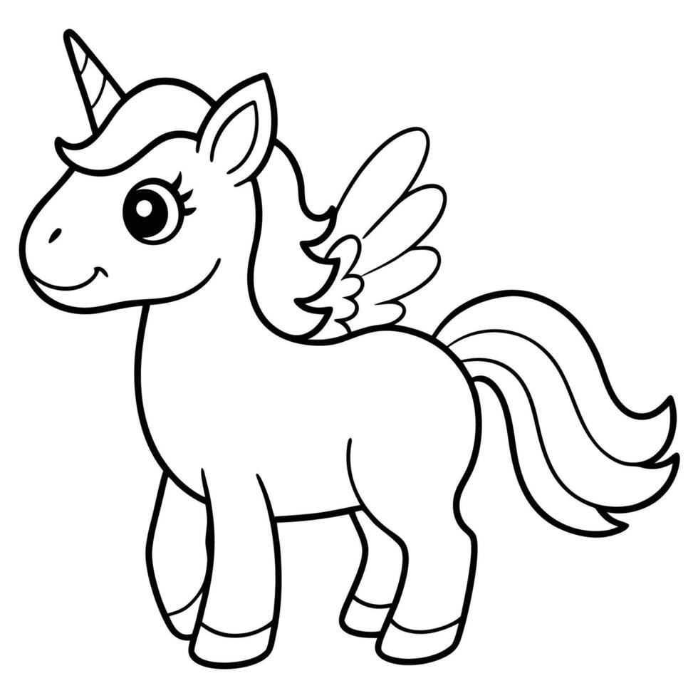 Enchanted Rainbow Unicorn Pegasus Soaring with Grace and Fantasy vector