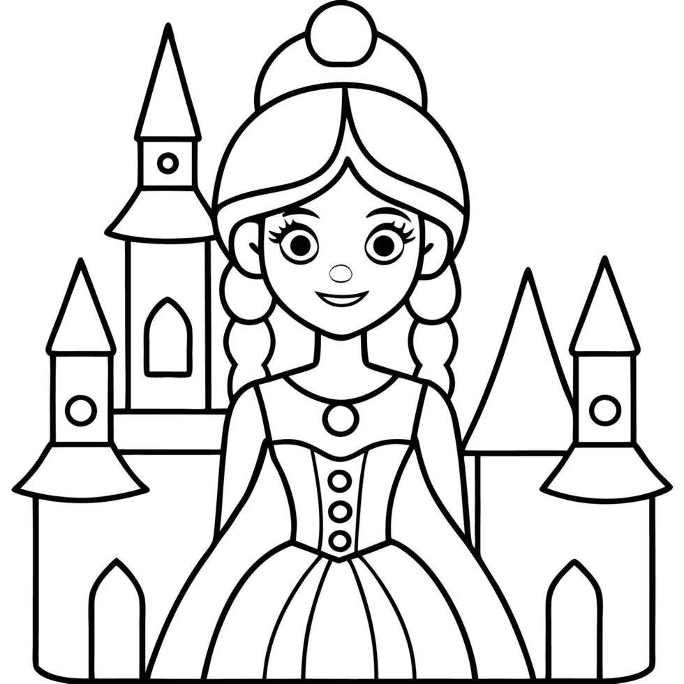 Princess Anna Standing Gracefully in the Majestic Castle vector
