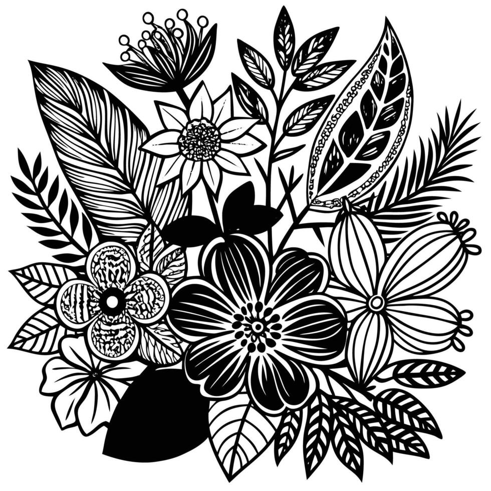Intricate Hand Drawn Botanical Elements for Vibrant Designs vector