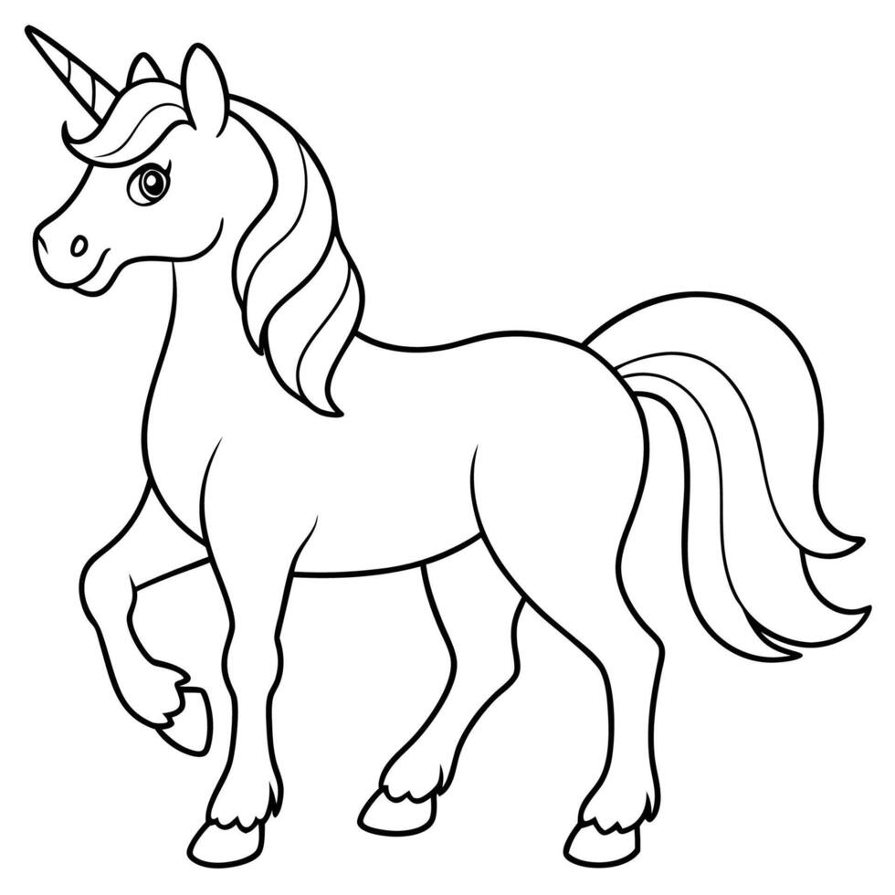 Intricate Black and White Unicorn Coloring Page for Artistic Expression vector