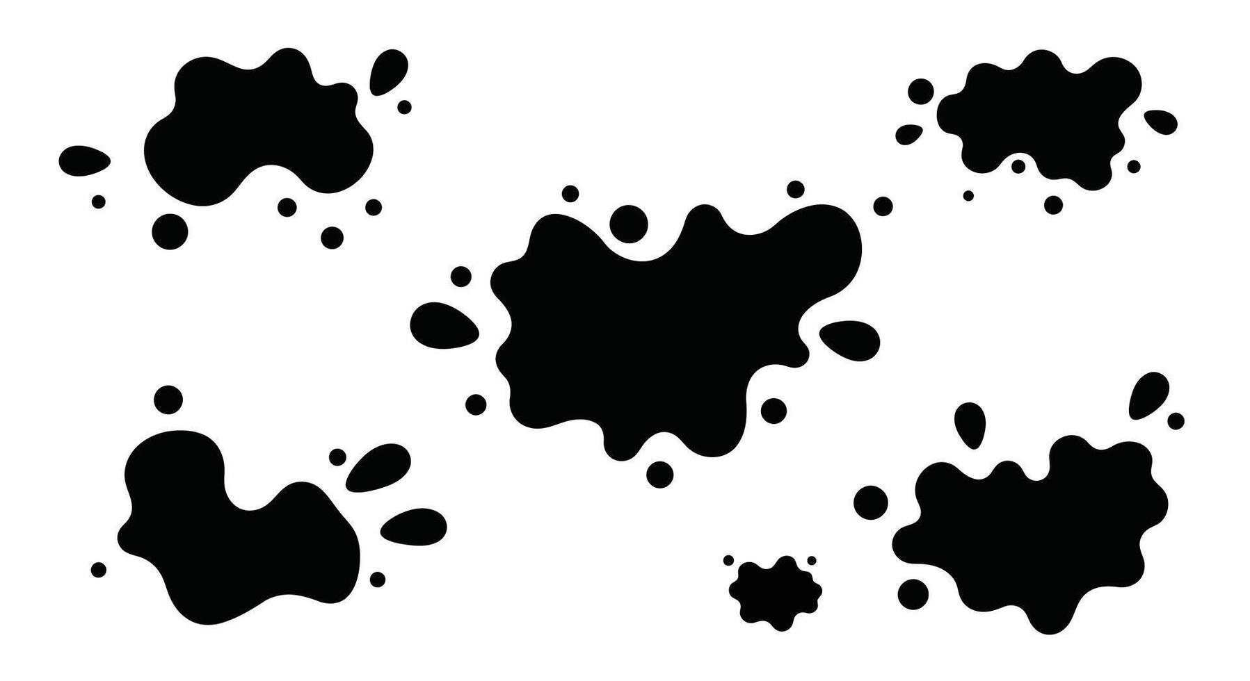 Abstract black ink splatters in minimal flat design isolated on white background art vector