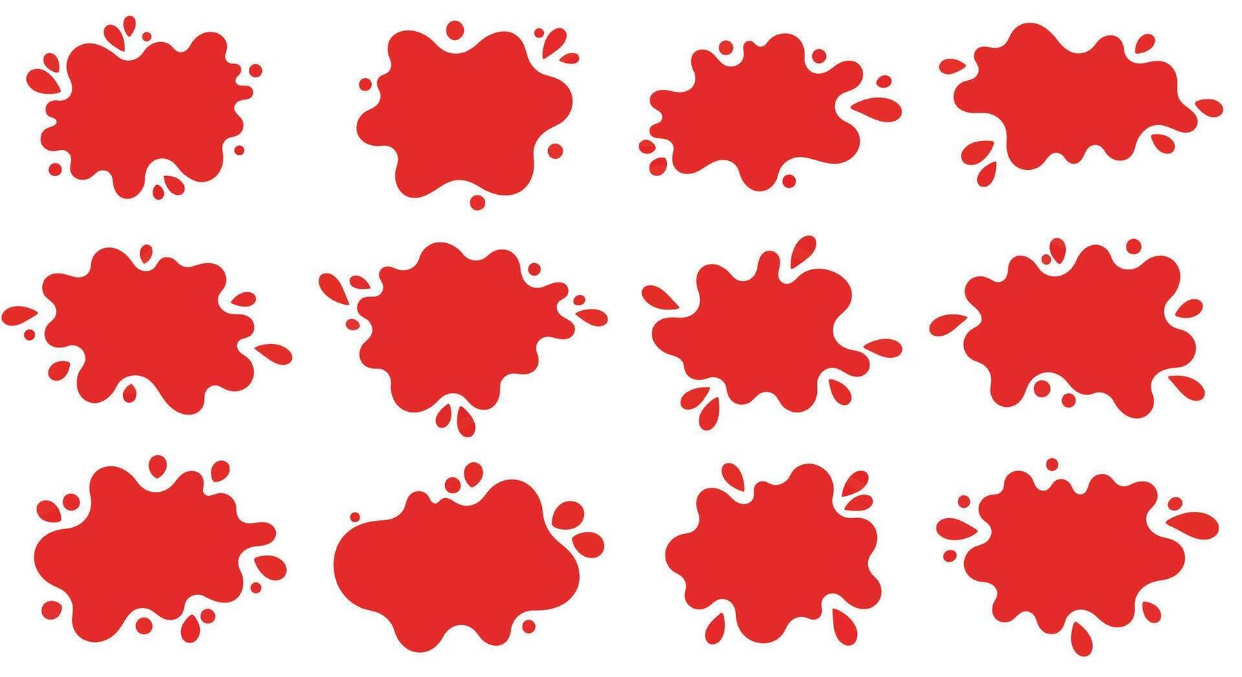 Red paint splatter shapes in flat minimal style isolated on white background art vector