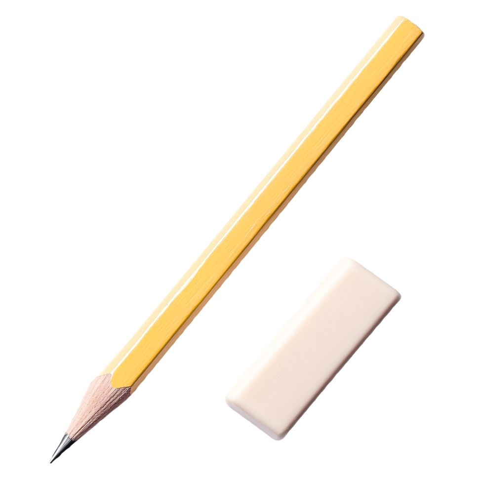 A classic yellow pencil and a small white eraser png