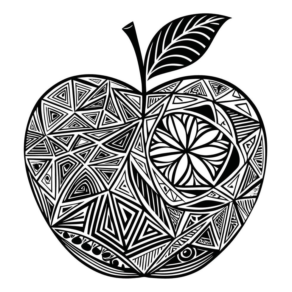 Abstract Line Art of an Apple for Adult Coloring Books vector